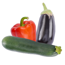 Paprika rood, courgette of aubergine